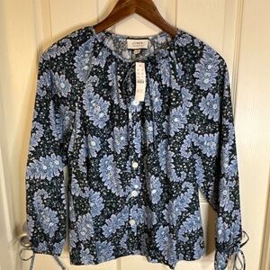 J.Crew Collection Pacific Paisley romatic Button Front Blouse NWT spring